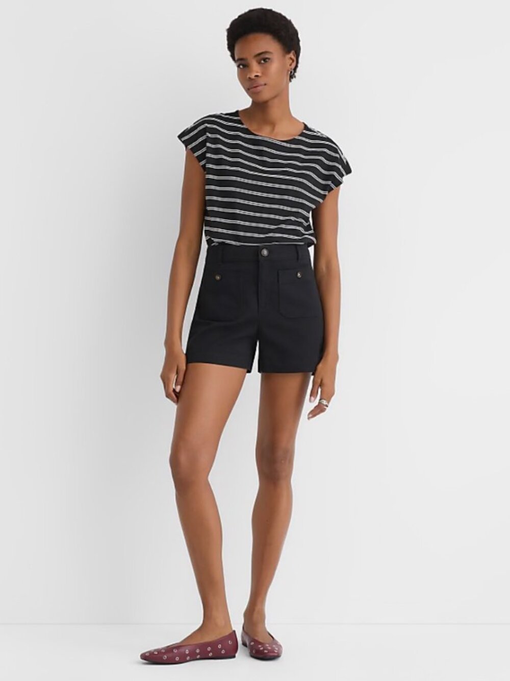 NWT Sz. 10 - LOFT Palmer Black Twill Shorts